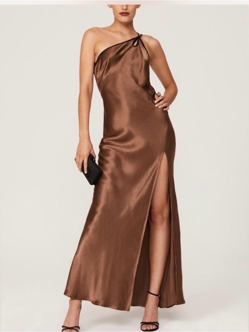 Bec & Bridge Kehlani Brown One Shoulder Maxi Dress | 8